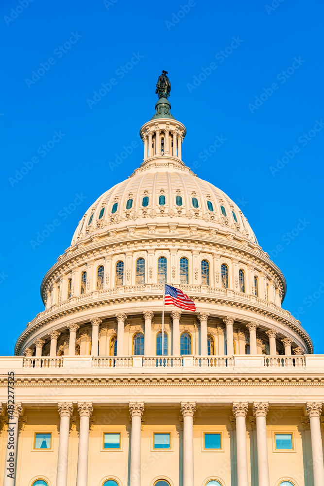 Obraz premium The United States Capitol, often called the Capitol Building, is the home of the United States Congress and the seat of the legislative branch of the U.S. federal government. Washington, United States