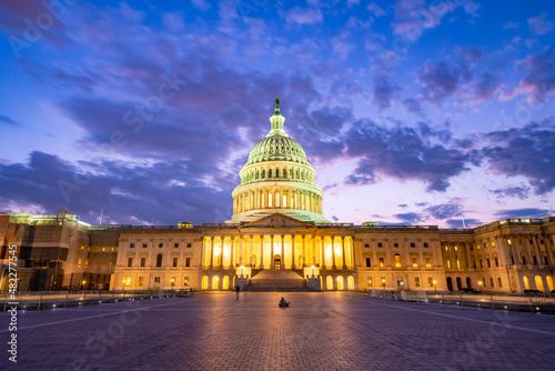 The United States Capitol at night, often called the Capitol Building, is the home of the United States Congress and the legislative branch of the U.S. federal government. Washington, United States. photo