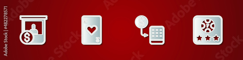 Set Casino chips exchange, Playing card with heart, and Online poker table game icon. Vector