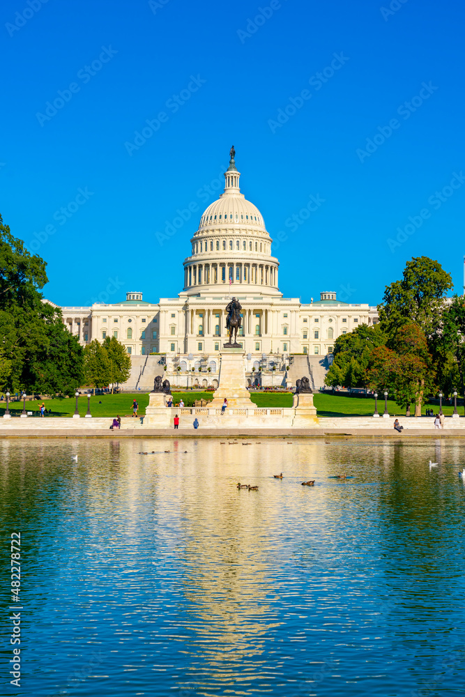 Obraz premium The United States Capitol, often called the Capitol Building, is the home of the United States Congress and the seat of the legislative branch of the U.S. federal government. Washington, United States