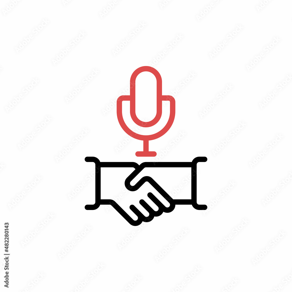 Interview Podcast Radio Negotiation Handshake Outline Icon, Logo, and illustration Interview Podcast Radio Negotiation Handshake Outline Icon, Logo, and illustration