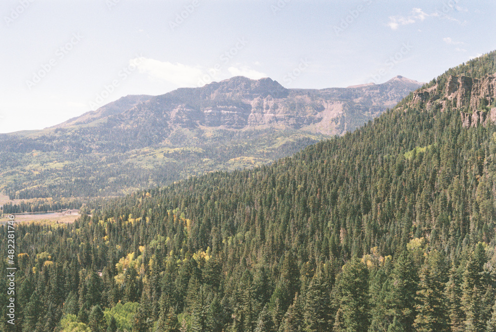 view of the mountains on film 