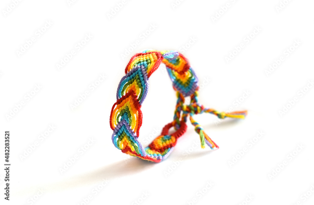 DIY woven friendship bracelets with different braiding. Summer accessory DIY woven friendship bracelets with different braiding. Summer accessory
