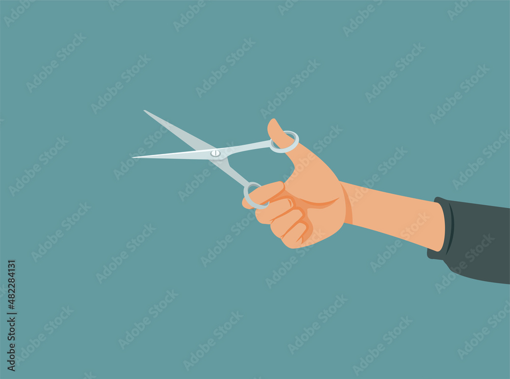Hand Holding Scissors Vector Cartoon Illustration Stock Vector | Adobe ...