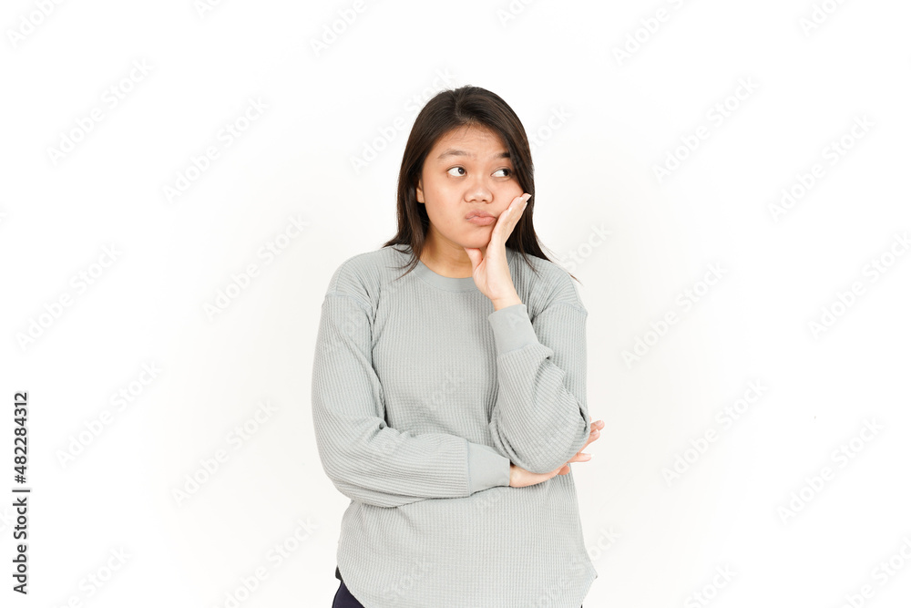 Boring gesture Of Beautiful Asian Woman Isolated On White Background Boring gesture Of Beautiful Asian Woman Isolated On White Background