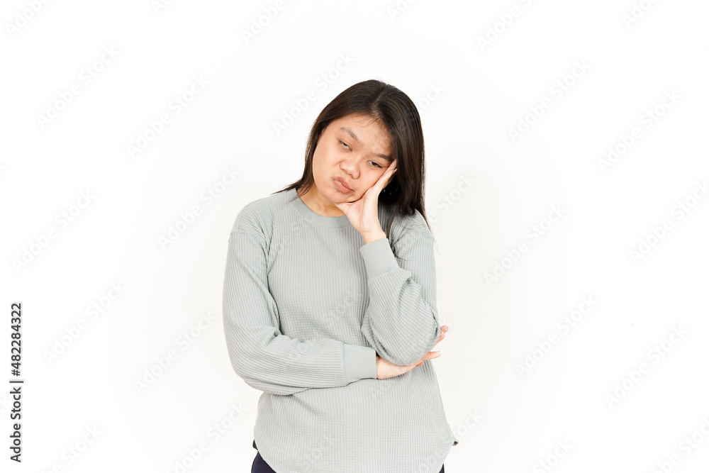 Boring gesture Of Beautiful Asian Woman Isolated On White Background Boring gesture Of Beautiful Asian Woman Isolated On White Background