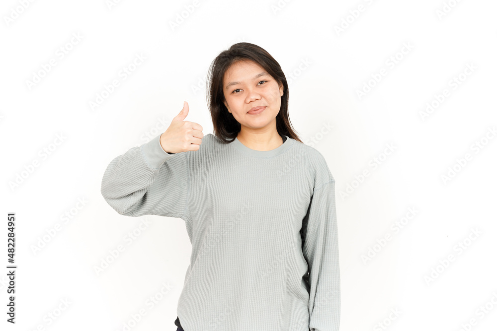 Showing Thumbs Up Of Beautiful Asian Woman Isolated On White Background Showing Thumbs Up Of Beautiful Asian Woman Isolated On White Background