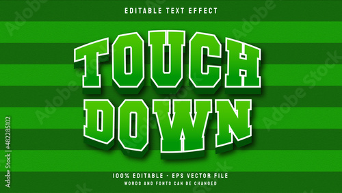 Touchdown 3d cartoon game for sport editable text effect template