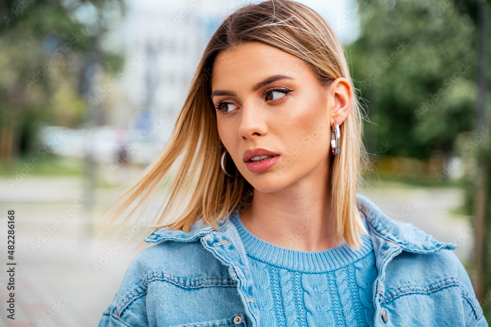 Stunning portrait of young blonde woman in her twenties with bob hairstyle, natural young woman outdoors portrait, Stunning portrait of young blonde woman in her twenties with bob hairstyle, natural young woman outdoors portrait,