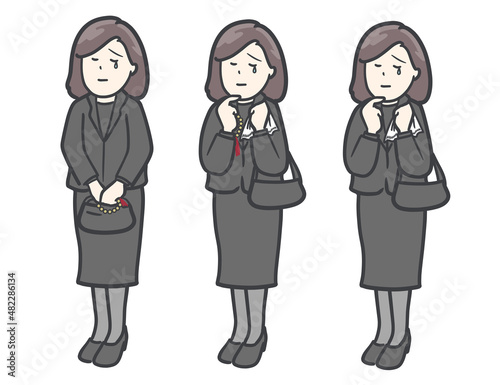 黒礼服を着た女性のイラスト
