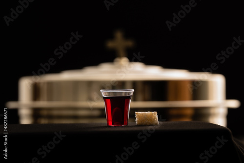 Communion wine and bread  photo