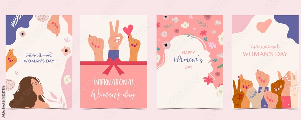 woman internation day background with face,hair,hand and flower