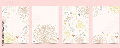 Collection of flower background set with sunflower,leaf