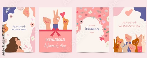 woman internation day background with face,hair,hand and flower