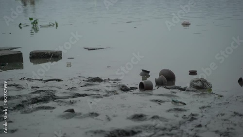 The banks of the river Ganges at low tide.