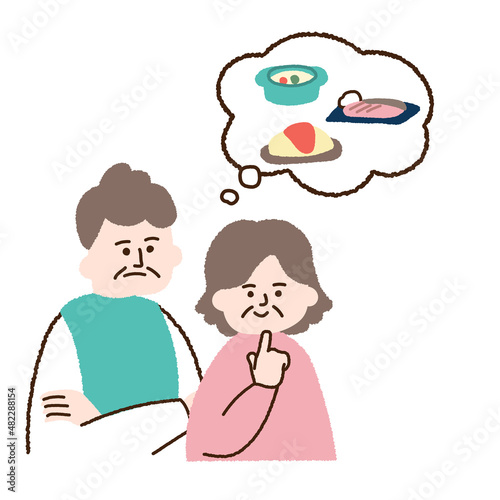 メニューで悩む老夫婦　吹き出し