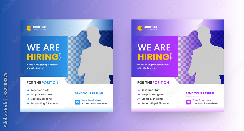 We are hiring for job vacancy Social Media Post Or Instagram Promotional Social Media Square Banner Template Design