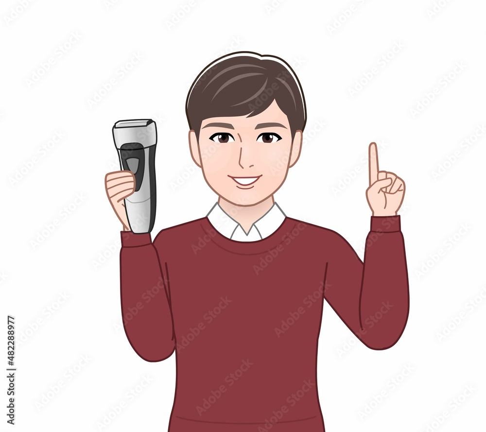 ひげ剃りを使う男性