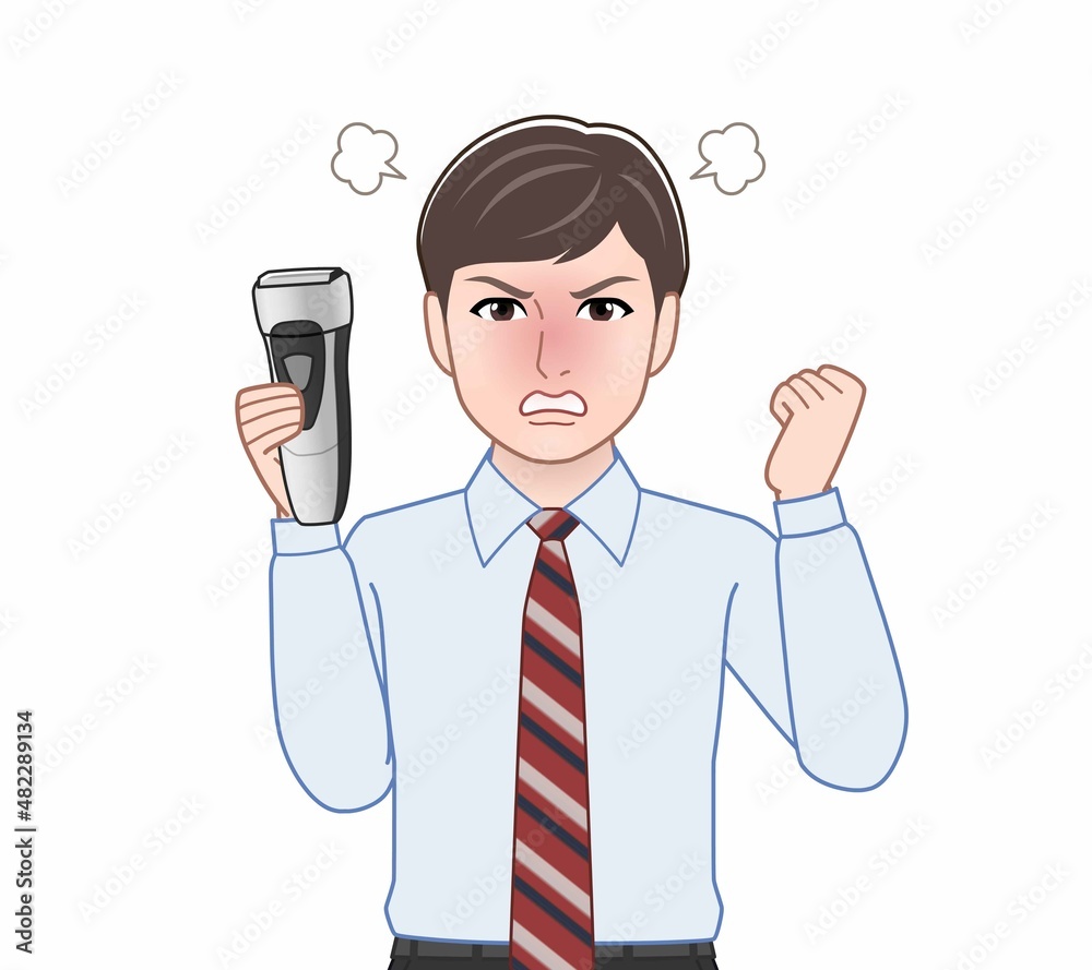 ひげ剃りを使う男性 ひげ剃りを使う男性