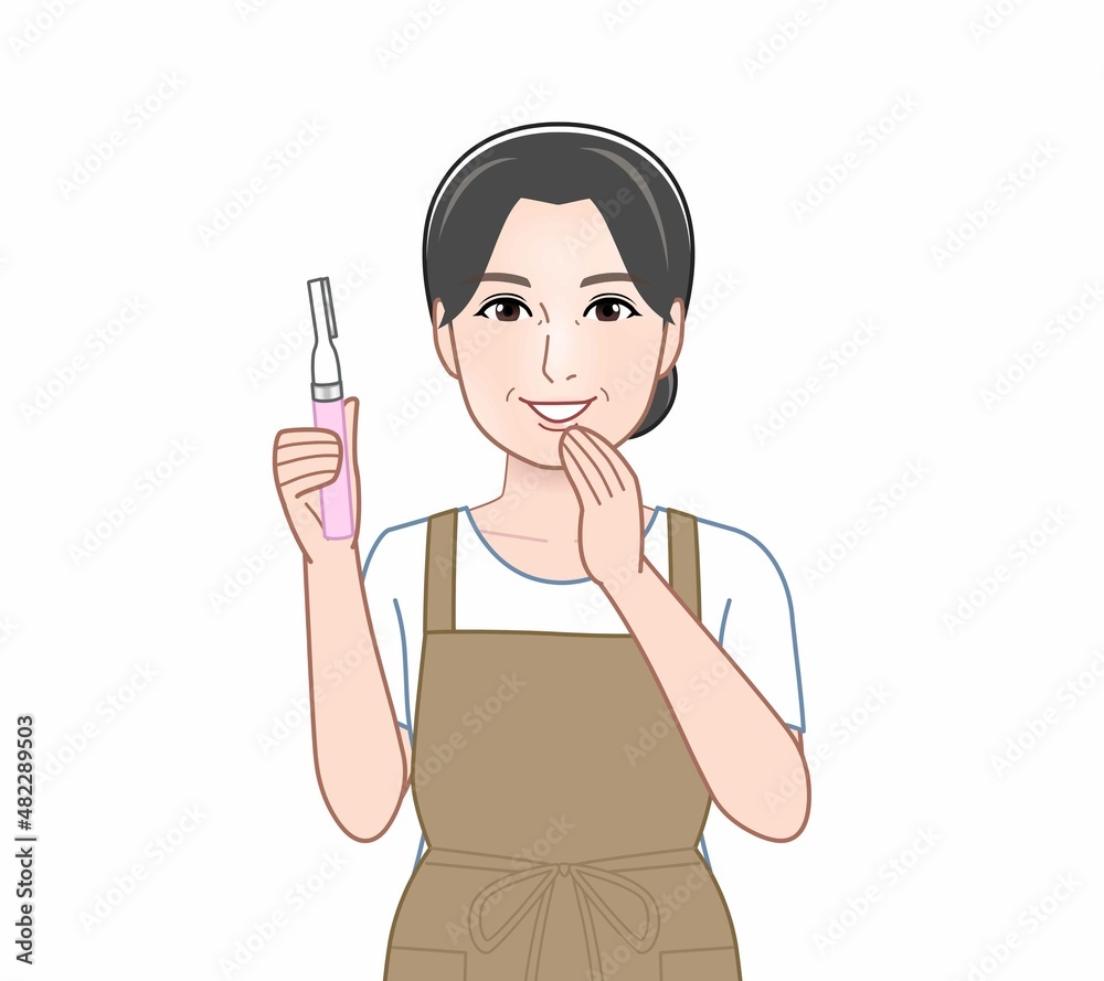 産毛処理をする女性