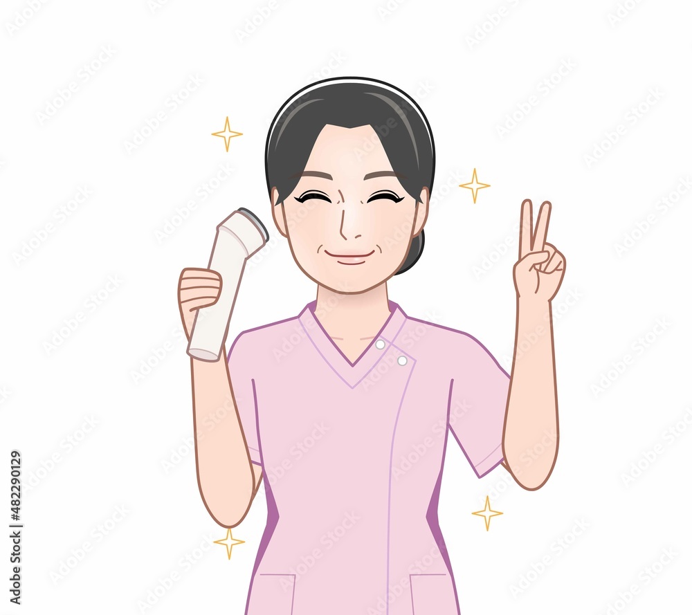 美顔器でお肌をケアする人 美顔器でお肌をケアする人