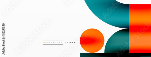 Circle and square geometric background. Round shapes with squares and triangles composition for wallpaper, banner, background or landing