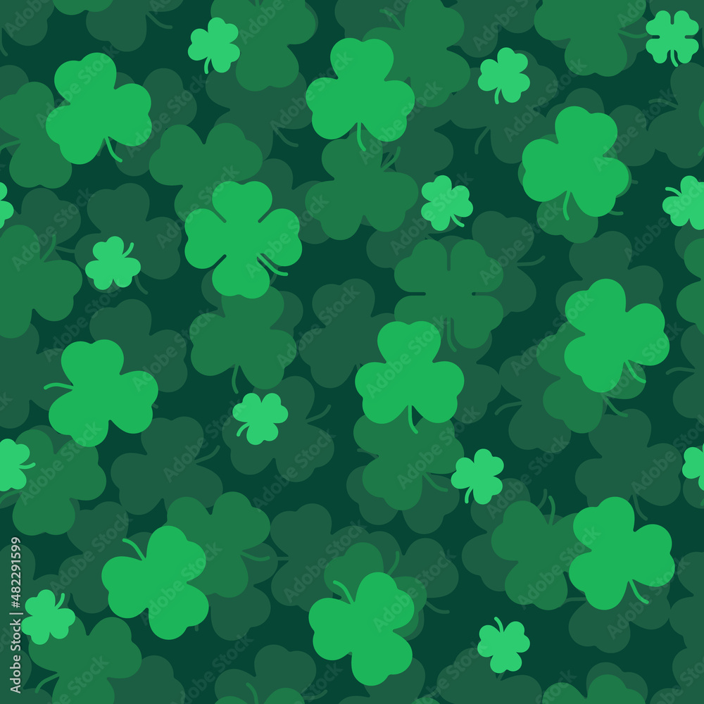 Green bush of clover leaves seamless pattern background