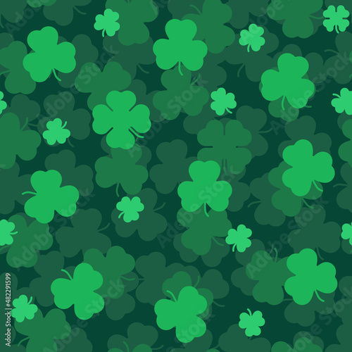 Green bush of clover leaves seamless pattern background
