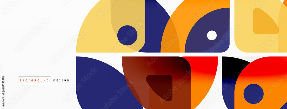 Colorful minimal geometric abstract background. Triangle shape with round elements, circles. Trendy techno business template for wallpaper, banner, background or landing Colorful minimal geometric abstract background. Triangle shape with round elements, circles. Trendy techno business template for wallpaper, banner, background or landing