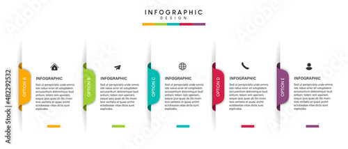 Steps business timeline process infographic template design with icons