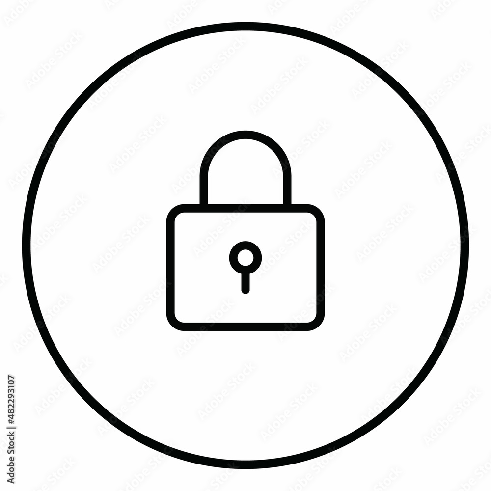 Closed lock line icon inside circle, security, closed blocked, line icons. Closed lock line icon inside circle, security, closed blocked, line icons.