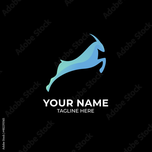 Jumping goat logo template with gradient color. brand logo vector illustration