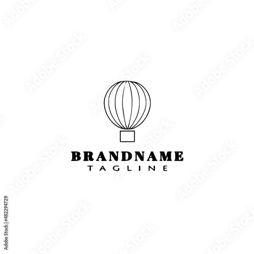 hot air balloon logo cartoon icon template black isolated vector illustration