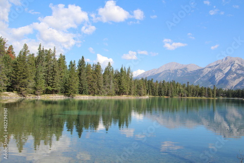 Calm Reflections On Lake Edith, Jasper National Park, Alberta