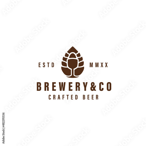 Brewery vintage logo for crafted beer vector illustration. the bold design concept for the beer company