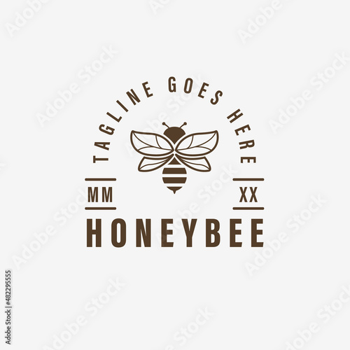 honey bee with hand-drawn style for the company logo. retro honey bee vector template