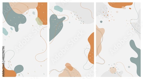 Set of minimalist hand drawn fluid shapes background