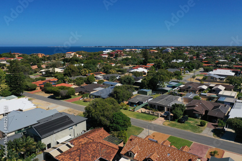 Fototapeta Aerial landscape view of a suburb in Western Australia