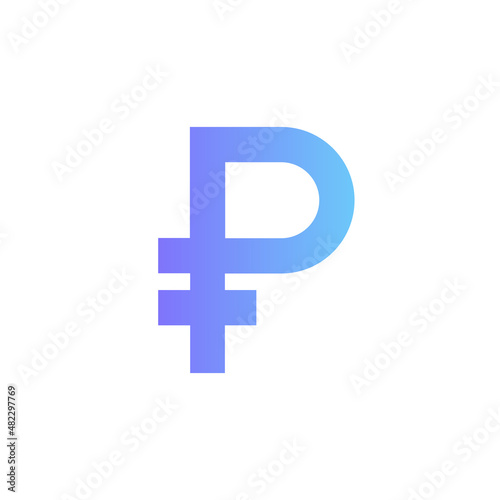 Ruble vector icon with gradient