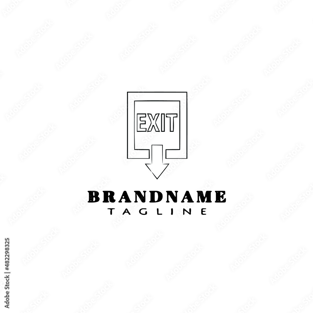 Obraz premium exit logo cartoon template black icon vector illustration