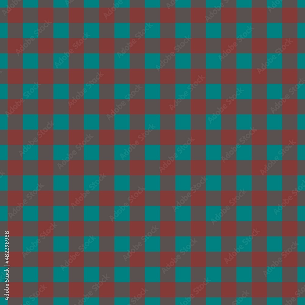Fototapeta premium Plaid pattern. Teal on Fire brick color. Tablecloth pattern. Texture. Seamless classic pattern background.