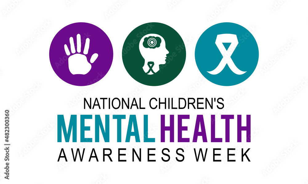 National Children's Mental Health awareness week. Medical concept vector template for banner, card, poster, background.