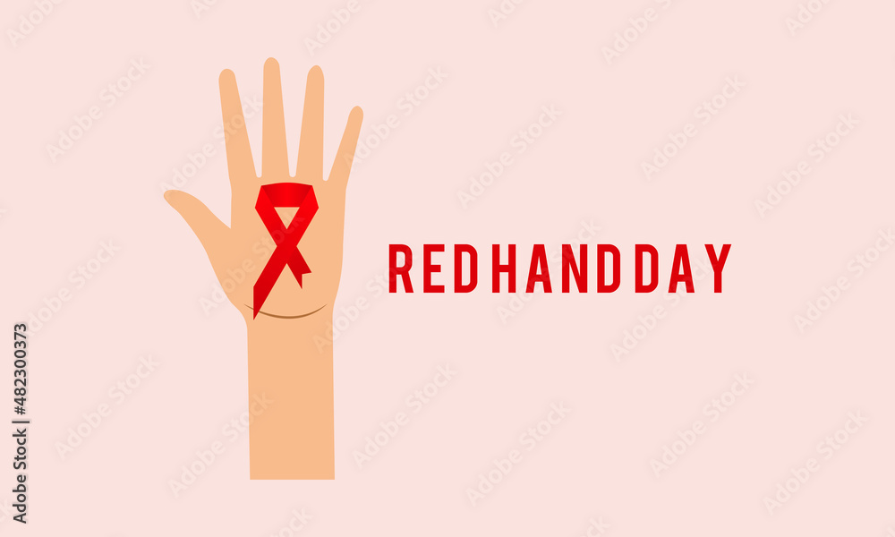 Fototapeta premium Red Hand Day. Vector template for banner, card, poster, background.