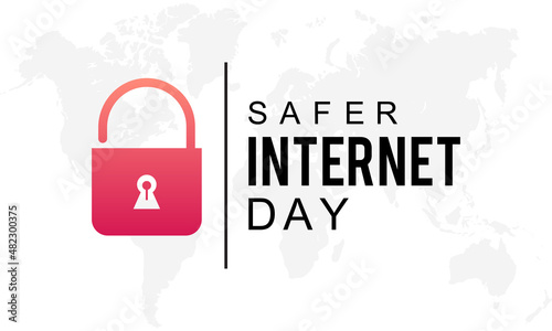 Safer Internet Day. Cyber security concept vector template for banner, card, poster, background.