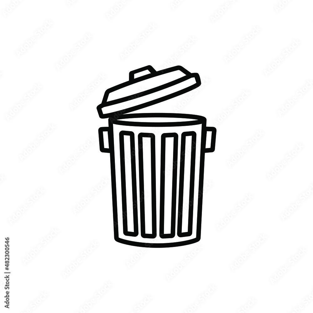 Metal Trash can outline illustration vector Metal Trash can outline illustration vector