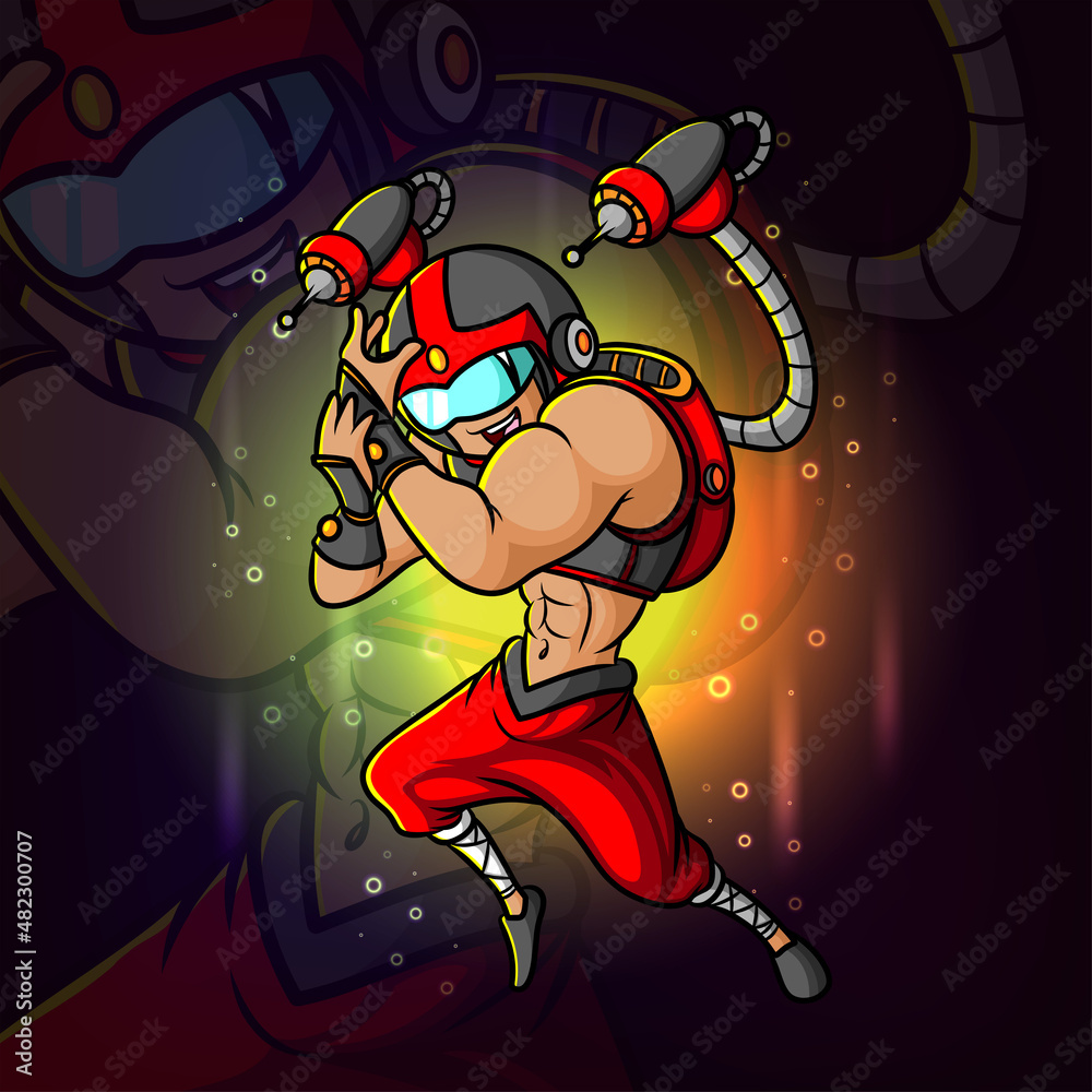 The cyborg with a new technology costume esport mascot design The cyborg with a new technology costume esport mascot design