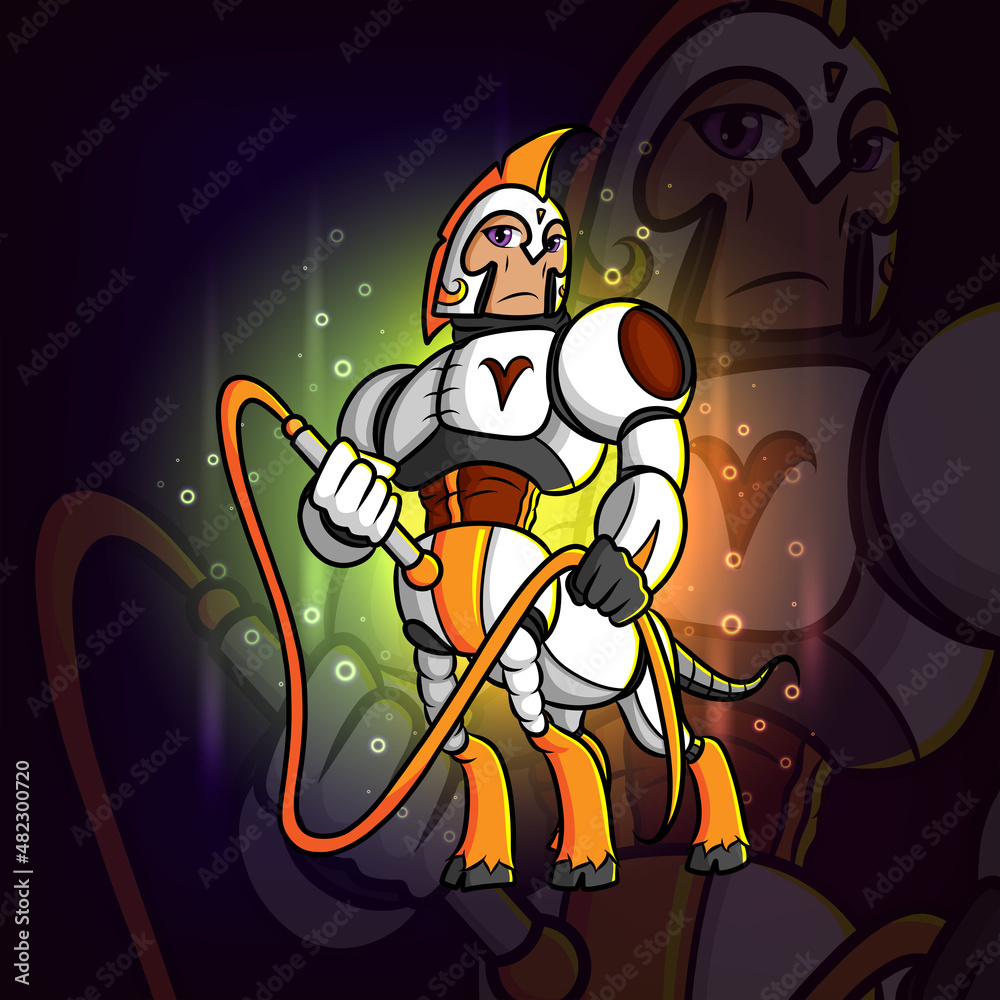 The centaur is a warrior and holding a coward esport mascot design The centaur is a warrior and holding a coward esport mascot design
