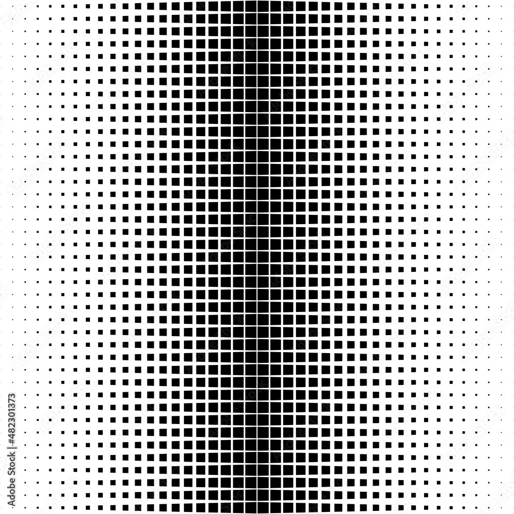 Seamless halftone vector background.Filled with black squares . Ray method