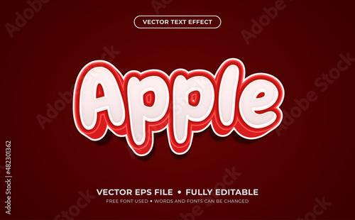 3d Apple Editable Vector Text Effect.