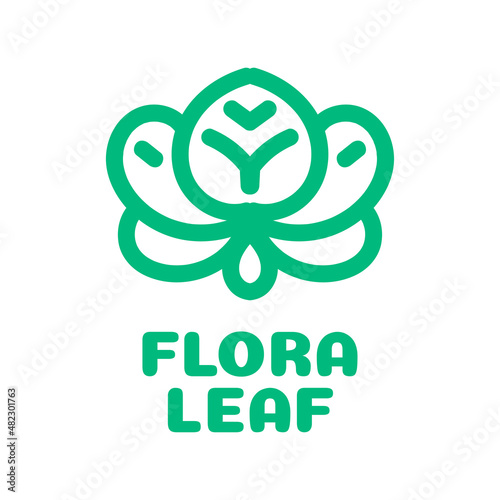 flora leaf flower Green nature logo concept design illustration